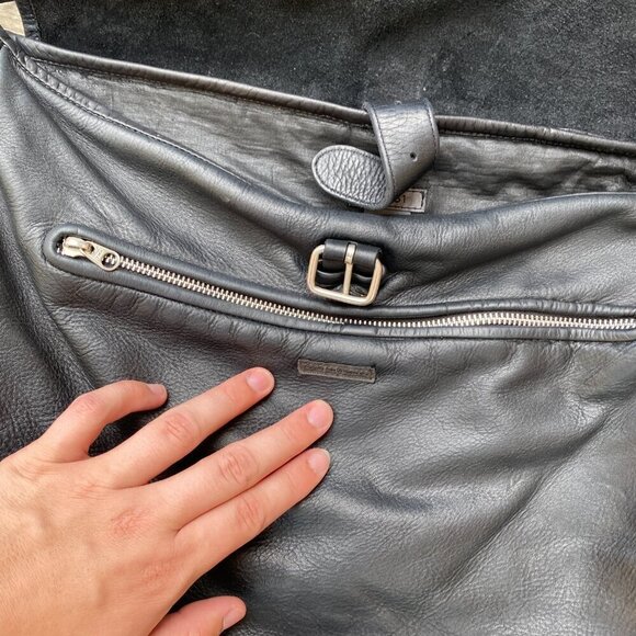 Vintage 90s M0851 Genuine Leather Handbag Purse Black - Picture 8 of 14